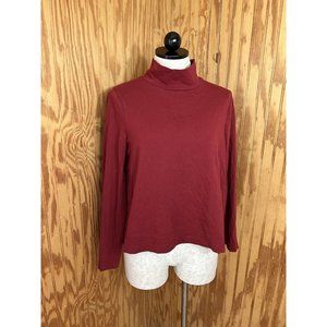 Madewell Wide Sleeve Turtleneck In Cabernet Red Long Sleeve Solid Knit Blouse S